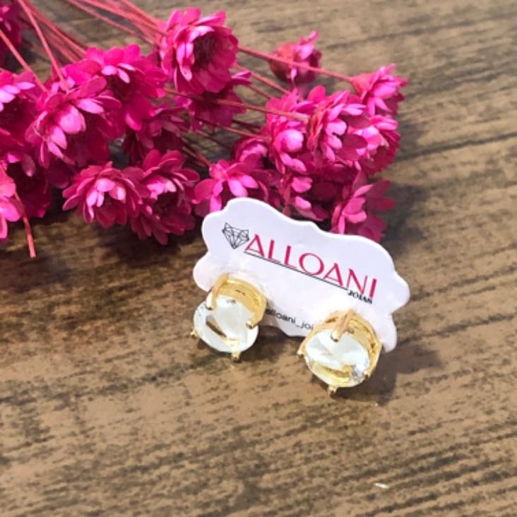 Brinco Redondo com Pedra Branca