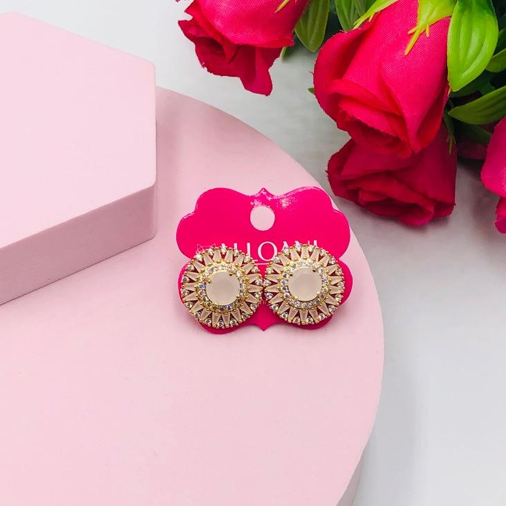 Brinco Redondo Com Pedras Rose