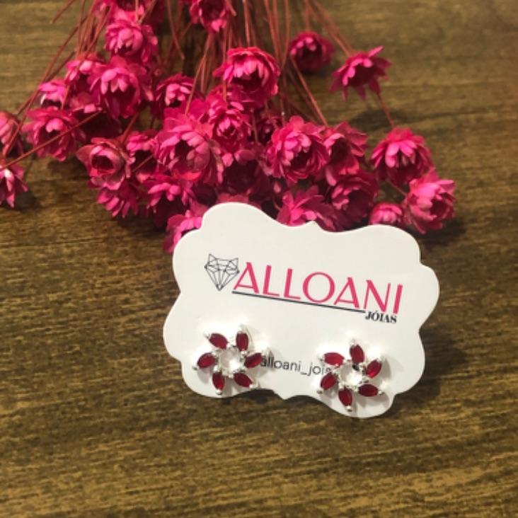 Brinco Redondo com Pedras Vermelhas