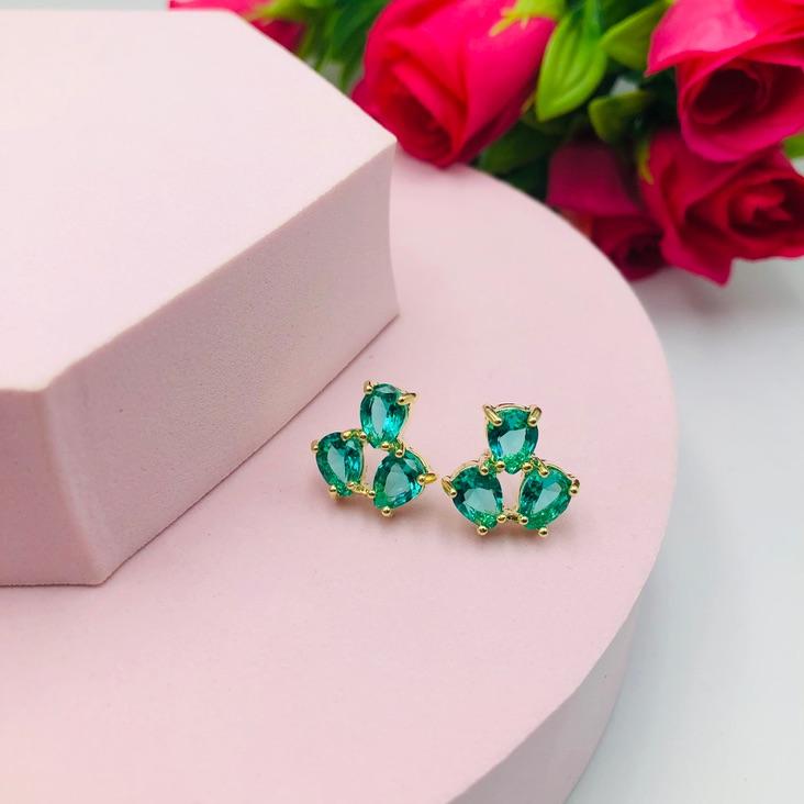 Brinco Três Gotas Verde