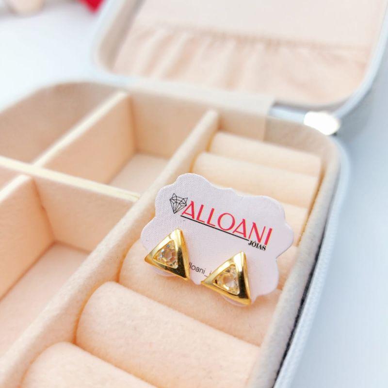 Brinco Triangulo com Zircônia  Branca