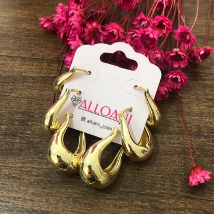 Brinco Trio Argola em Formato em Gota