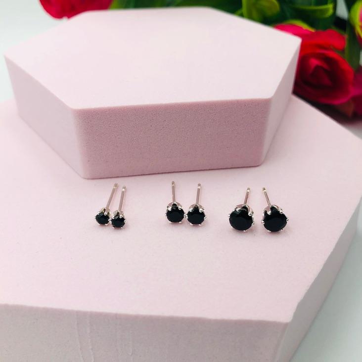 Brinco Trio Bolinha Zirconia Preta