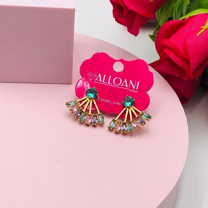 Brinco zirconias coloridas