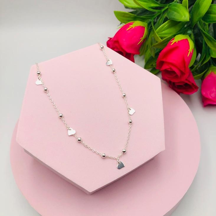 Colar Cadeado com Bolinhas e Corações