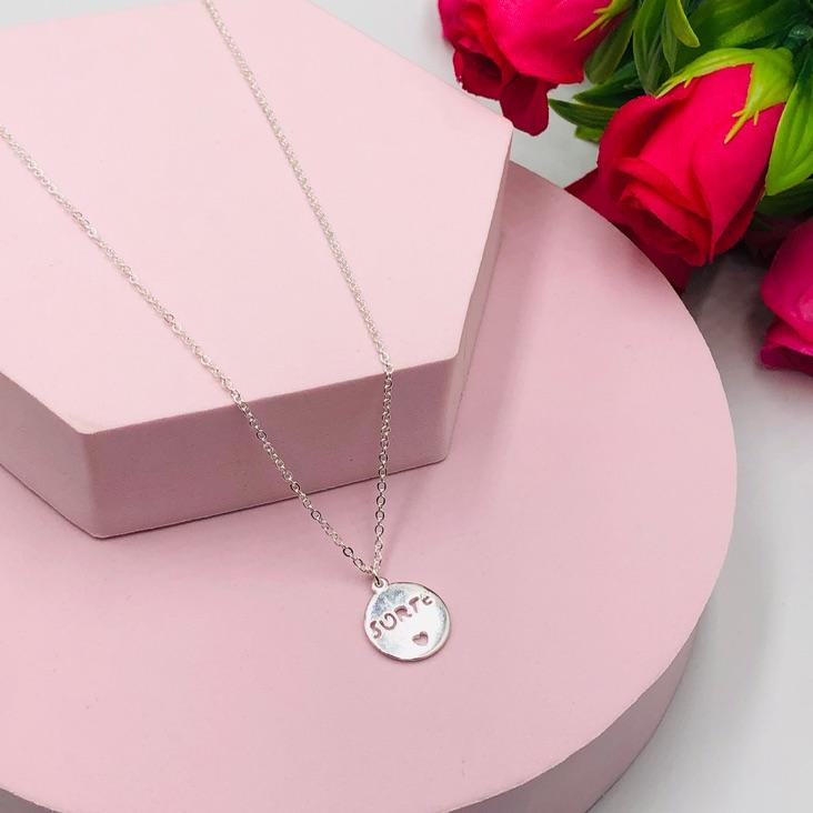 Colar Cadeado com Pingente Sorte