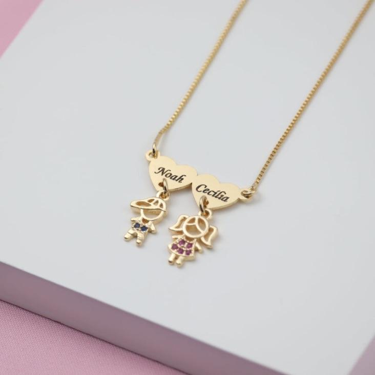 Colar Canga Coração Dois Filhos