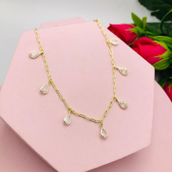 Colar Cartier com Ponto de Luz em Gotas