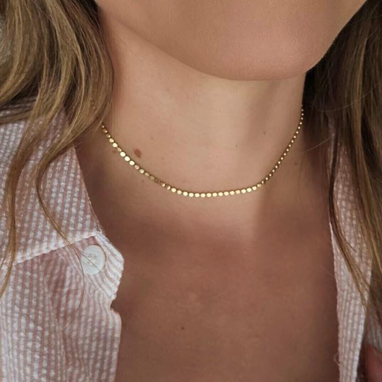 Colar Choker Disco Banhada a Ouro18k