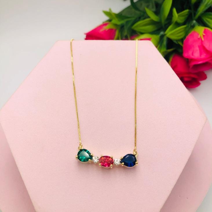 Colar com Pedras Zirconias Colorida