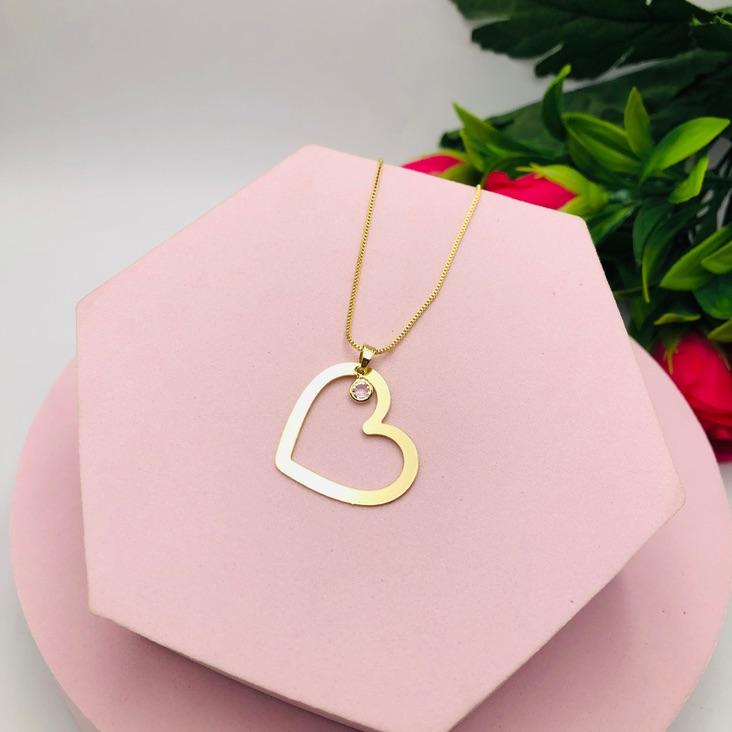 Colar Coração com Ponto de Luz