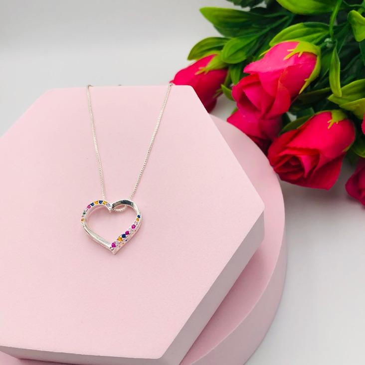 Colar Coração Cravejado