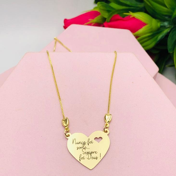Colar Coração Nunca foi sorte
