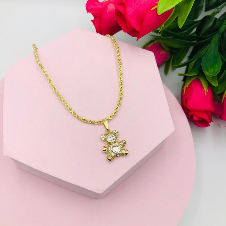 Colar Cordao Bahiano com Pingente Tedy Cravejado