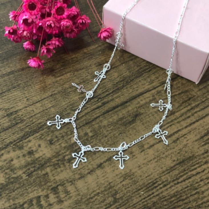 Colar Corrente 3x1 com Pingentes de Cruz