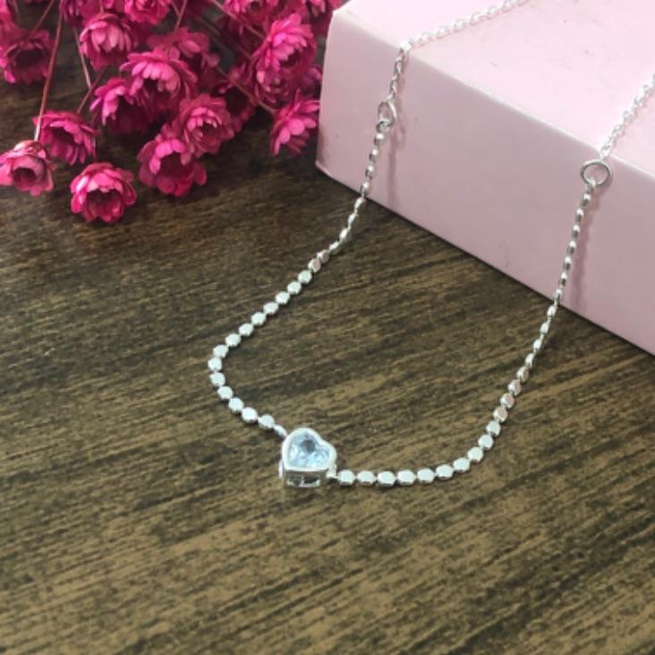 Colar Corrente Bolinha com Pingente Coração