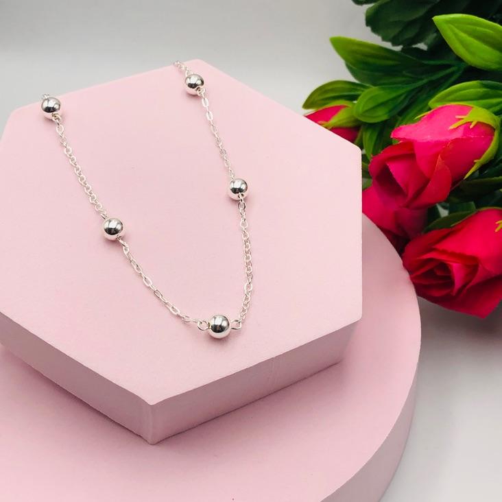 Colar corrente Cadeado com Bolinhas