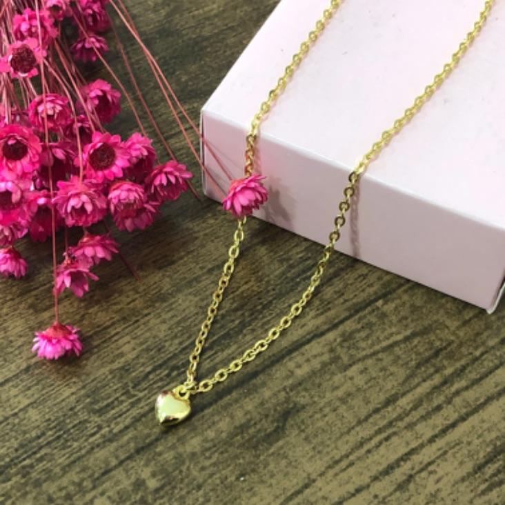 Colar Corrente Cadeado com Pingente de Coração