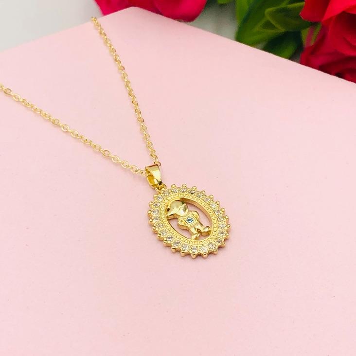 Colar Corrente Cadeado com Pingente Menino Cravejado