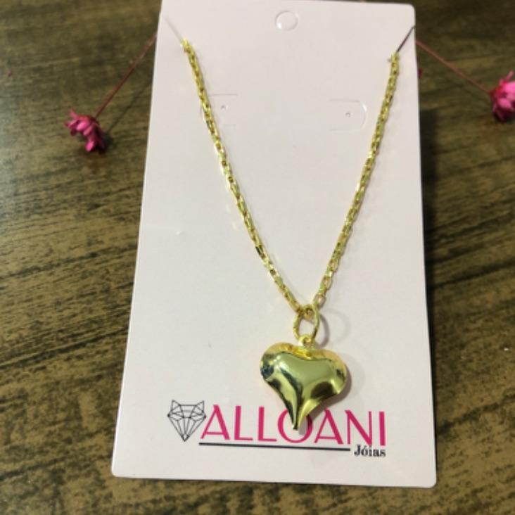 Colar corrente cadiado com pinte coração