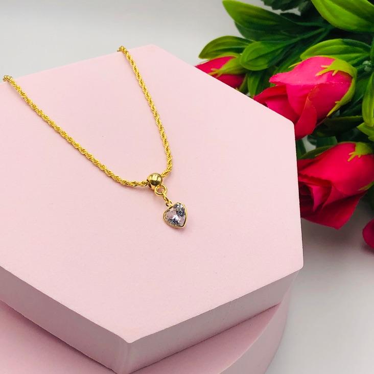 Colar Corrente Cordao Bahiano com Pingente Ponto de Luz Coração