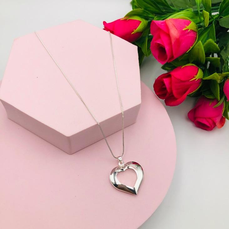 Colar Corrente Pingente Coração