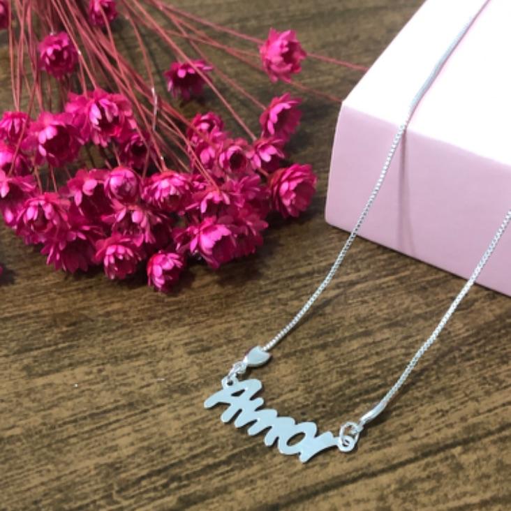 Colar Corrente Veneziana com Frase Amor