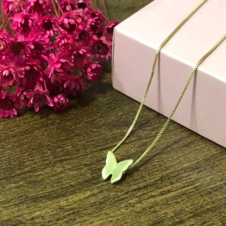 Colar Corrente Veneziana com Pingente Borboleta