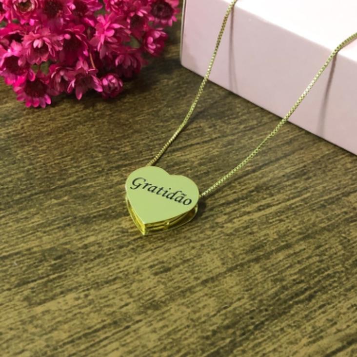 Colar Corrente Veneziana com Pingente Coração