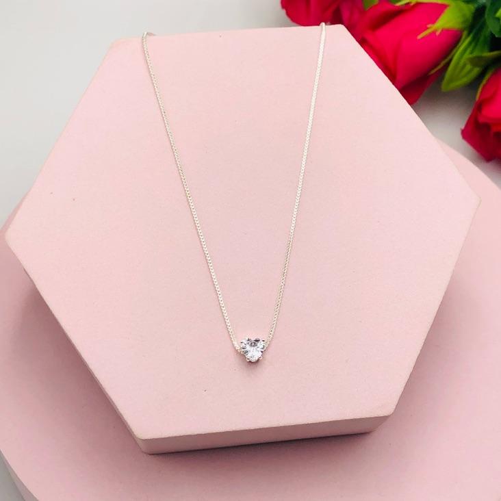 Colar Corrente Veneziana com Pingente Coração