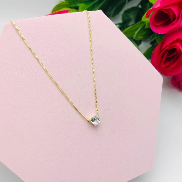 Colar Corrente Veneziana com Pingente Coração