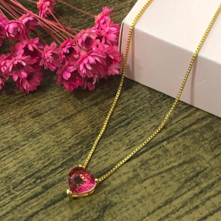 Colar Corrente Veneziana com Pingente de Coração