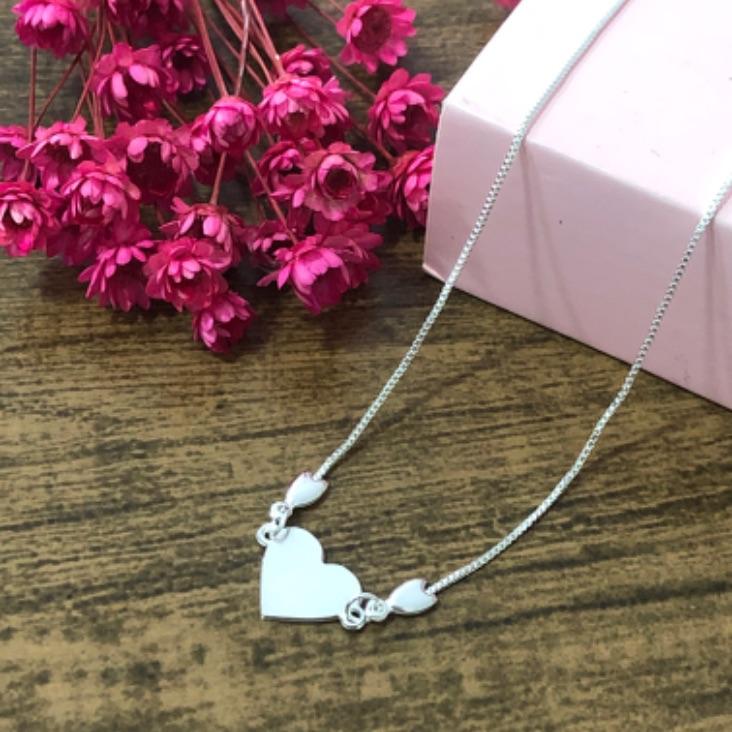 Colar Corrente Veneziana com Pingente de Coração