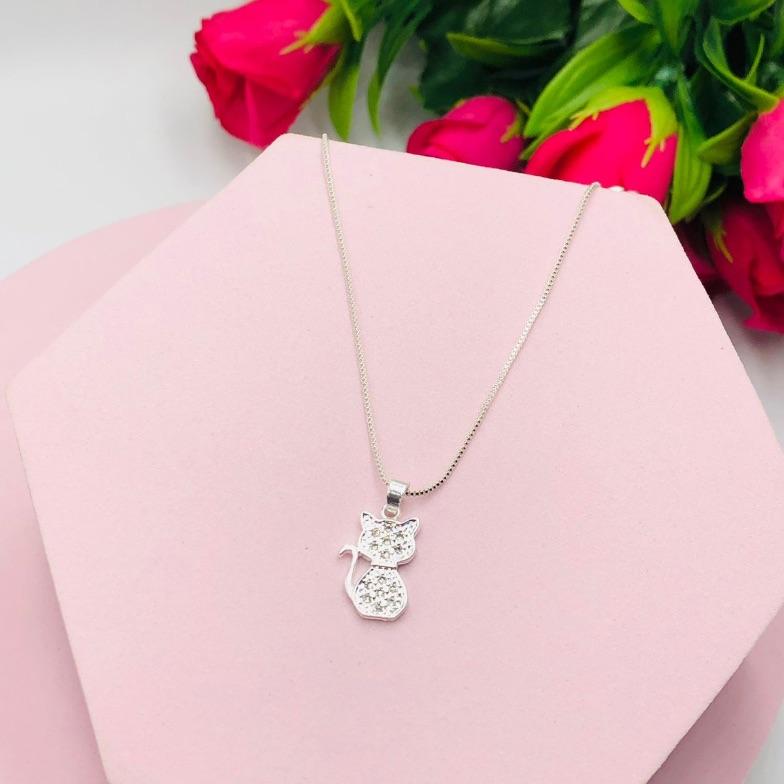 Colar Corrente Veneziana com Pingente Gatinho