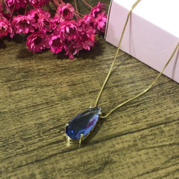 Colar Corrente Veneziana com Pingente Gota