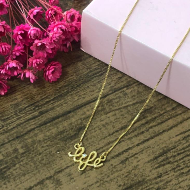 Colar Corrente Veneziana com Pingente Life