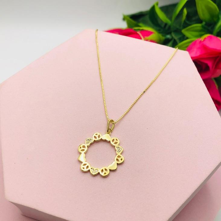 Colar Corrente Veneziana com Pingente Mandala