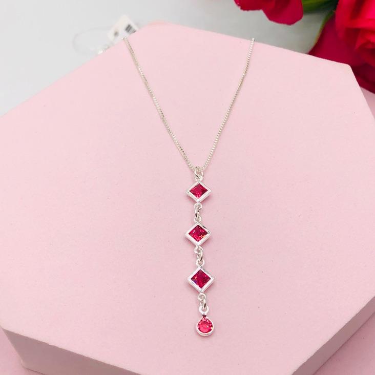 Colar Corrente Veneziana com Pingentes Rosa