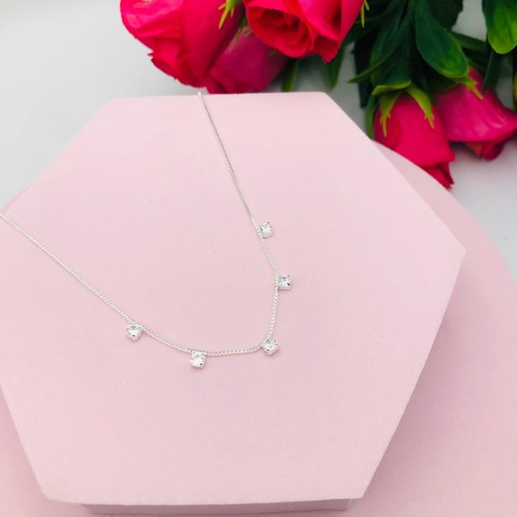 Colar Corrente Veneziana com Pontos de Luz