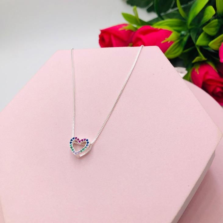 Colar Corrente Veneziana Coração Cravejado