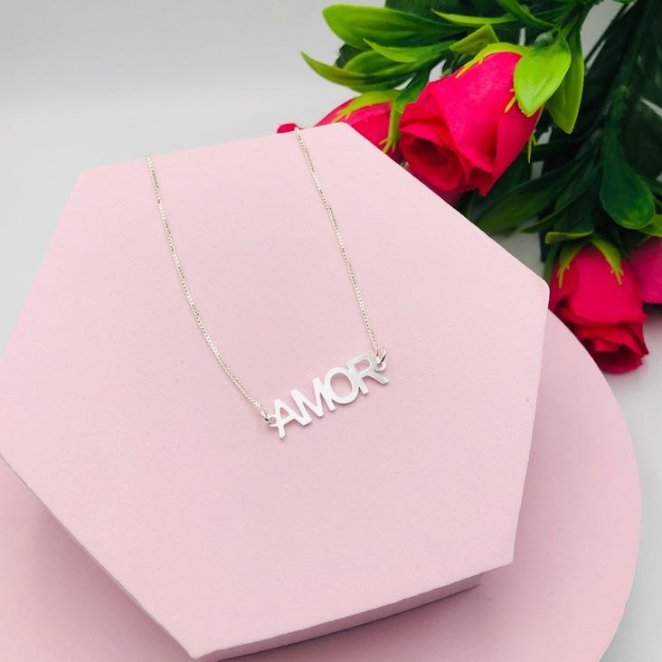 Colar Corrente Veneziana Pingente Amor