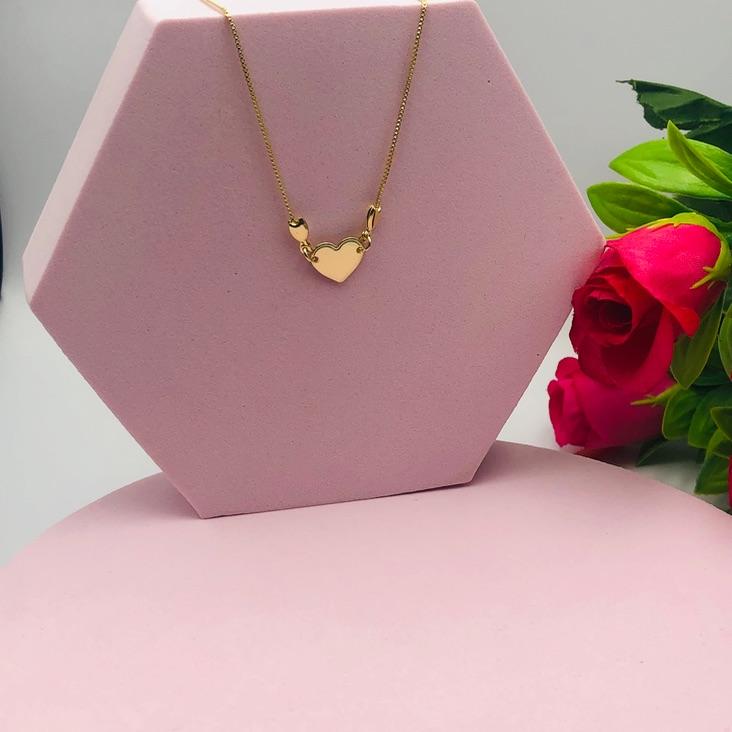 Colar Corrente Veneziana Pingente Coração