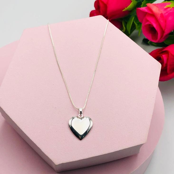 Colar Corrente Veneziana Pingente Coração