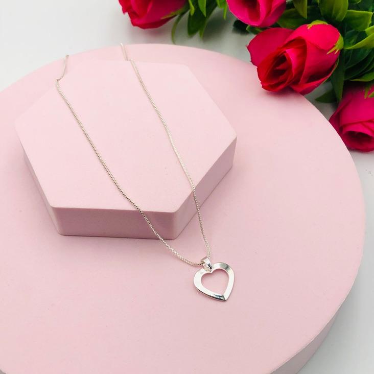 Colar Corrente Veneziana Pingente Coração