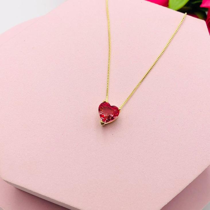 Colar Corrente Veneziana Pingente Coração