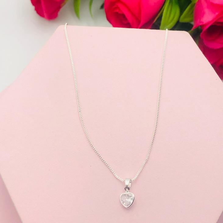 Colar Corrente Veneziana Pingente Ponto de Luz Coração