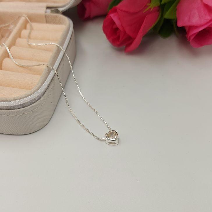 Colar Corrente Veneziana Ponto de Luz Coração