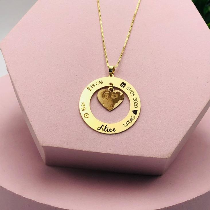 Colar De Círculo Nascimento com Foto