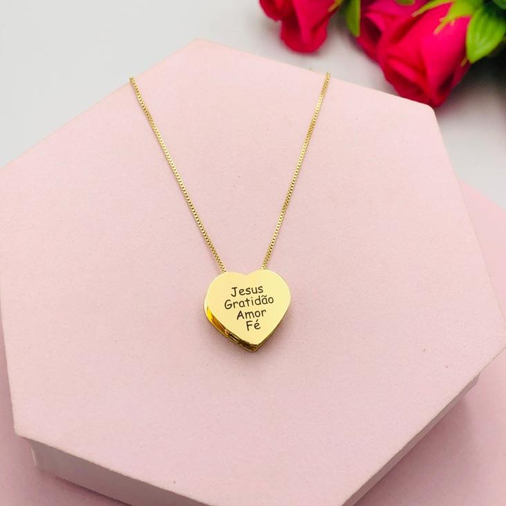 Colar de Coração Jesus, Gratidão, Amor e Fé