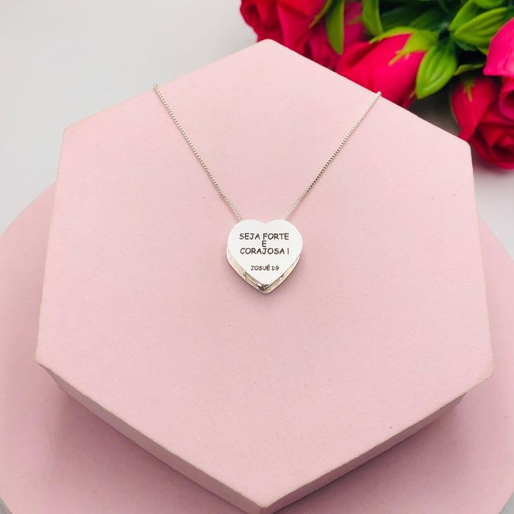 Colar de Coração Seja Forte e Corajosa
